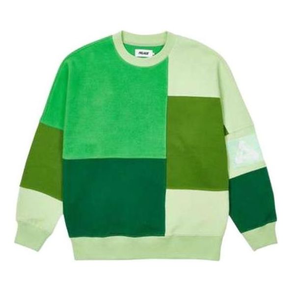Palace SS22 Colour Block Crew Sweater 'Green' P22CS111