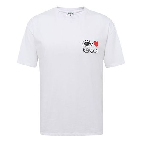 Men's KENZO Love Eye Pattern Short Sleeve White F955TS0464Y4-01
