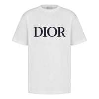 Men's DIOR SS21 Logo Pattern Round Neck Pullover Short Sleeve White 183J685A0677-C085