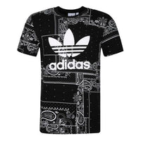 adidas originals Retro Totem Printing cashew Logo Round Neck Short Sleeve Black DX4201