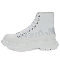 (WMNS) Alexander McQueen Tread Slick Graffiti Logo Boots 'White Grey' 676718W4RQ29071
