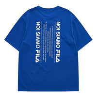 Men's FILA FUSION Alphabet logo Printing Sports Loose Round Neck Short Sleeve Ocean Blue T11M121105F-NV