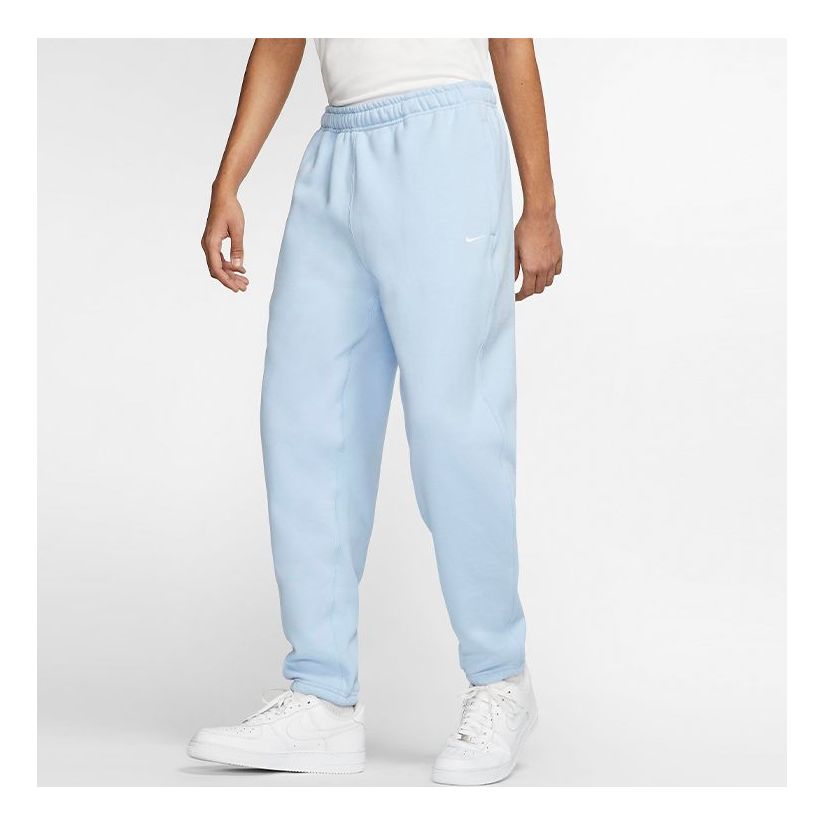 Nike Lab Solid Color Fleece Lined Bundle Feet Casual Sports Long Pants Blue CD6394-436
