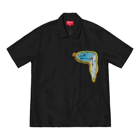 Supreme The Persistence of Memory Silk S/S Shirt 'Black Blue' SUP-SS19-10095