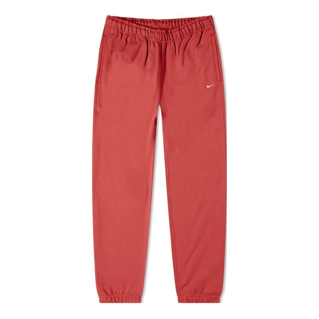 Men's Nike Solid Color Fleece Lined Bundle Feet Casual Sports Pants/Trousers/Joggers Red CW5460-661
