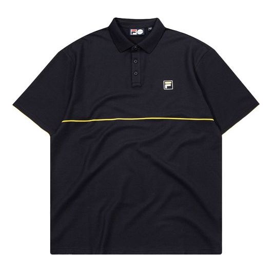 FILA FUSION Large Logo Printing Sports Short Sleeve Polo Shirt Black T11M032107F-BK