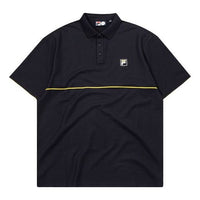FILA FUSION Large Logo Printing Sports Short Sleeve Polo Shirt Black T11M032107F-BK