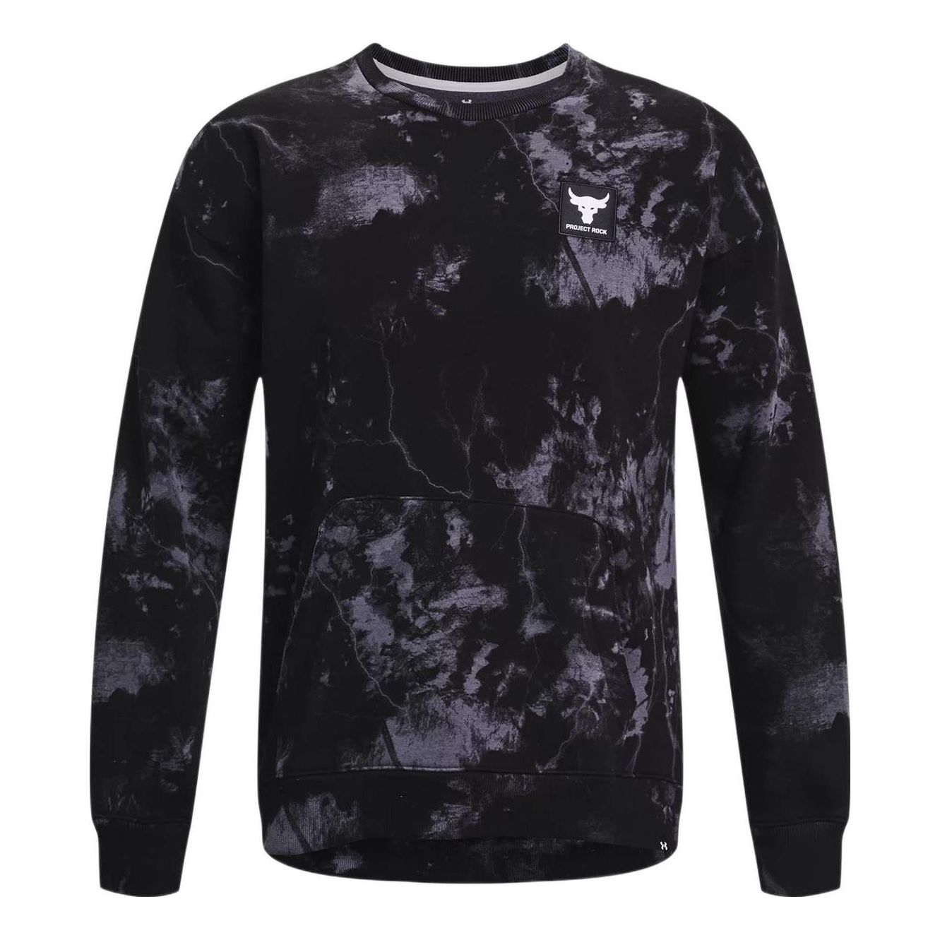 Under Armour Project Rock Rival Fleece Disrupt Printed Crew Sweatshirt 'Black Grey' 1373566-001