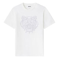 KENZO SS21 Tiger Head Embroidered Cotton Round Neck Short Sleeve White FB52TS9124SL-01