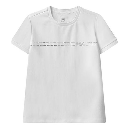 (WMNS) FILA Logo Alphabet Round Neck Pullover Short Sleeve White F11W122110F-WT