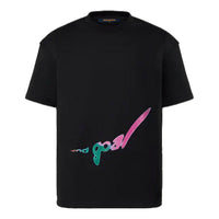 Men's LOUIS VUITTON FW21 Alphabet Printing Round Neck Short Sleeve Black 1A971L