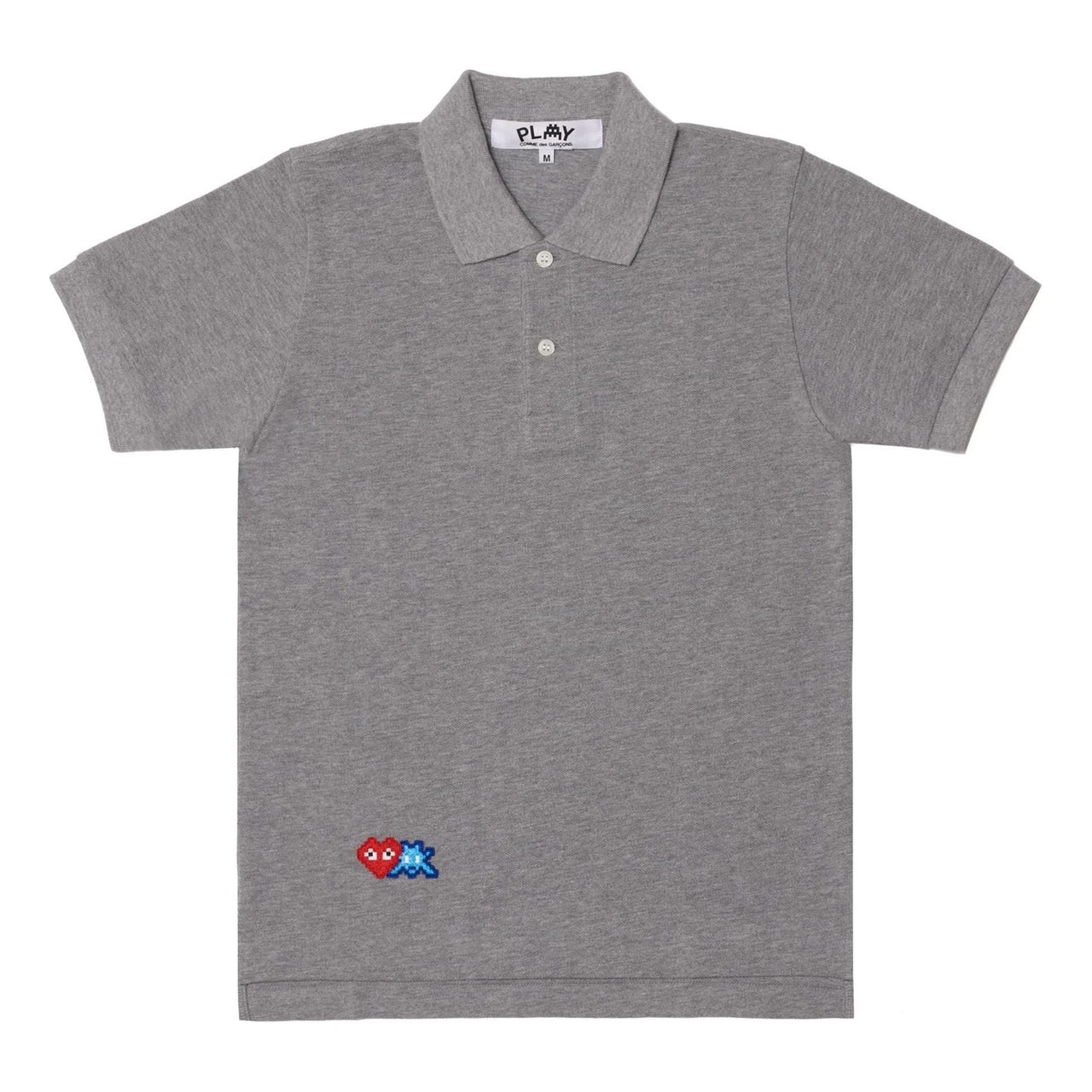 COMME des GARCONS PLAY SS25 x Invader Pixel Heart Polo Shirt 'Grey' AZ-T336-051-2