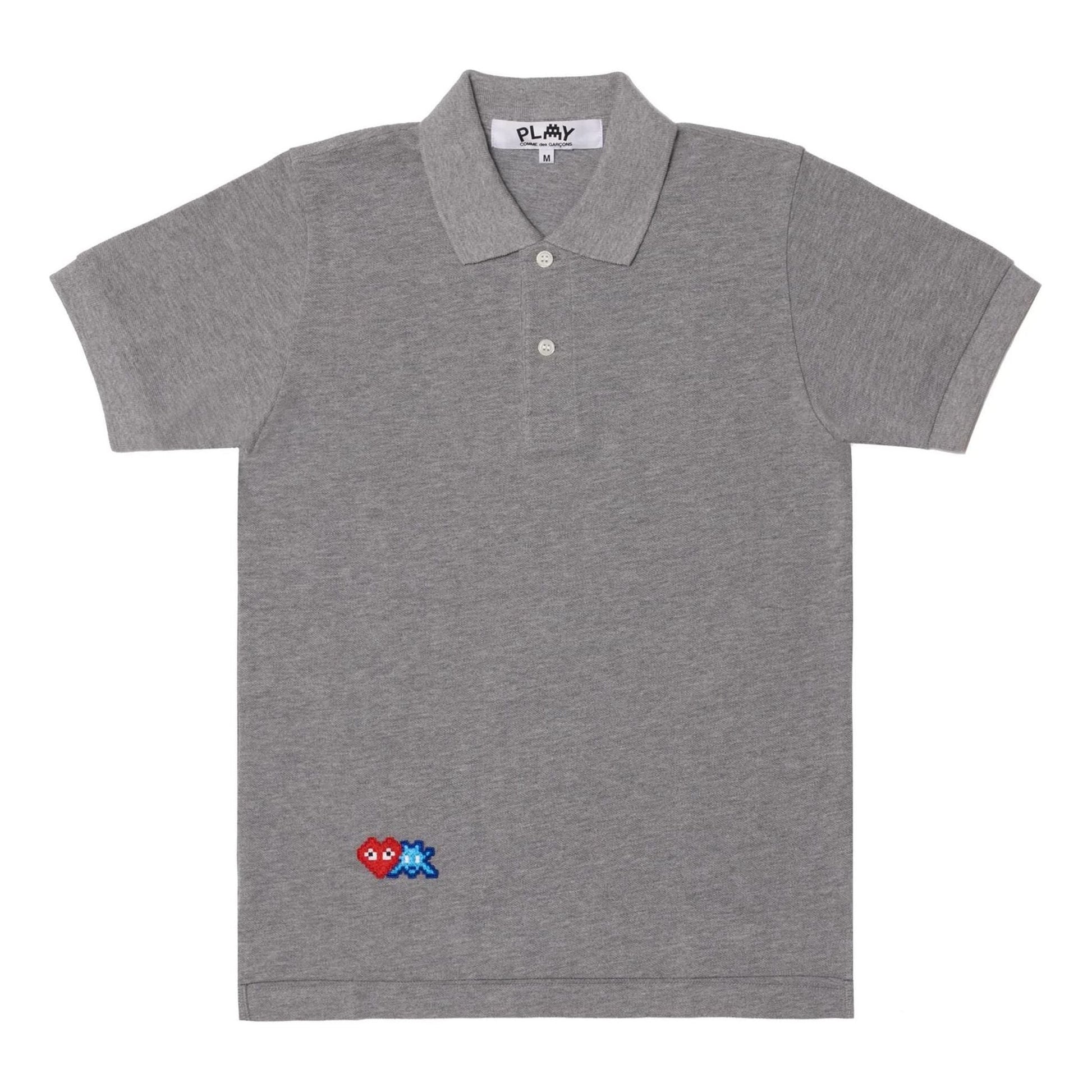 COMME des GARCONS PLAY SS25 x Invader Pixel Heart Polo Shirt 'Grey' AZ-T336-051-2