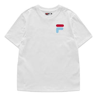FILA FUSION Contrasting Colors Logo Printing Sports Round Neck Short Sleeve White T11W125104F-WT