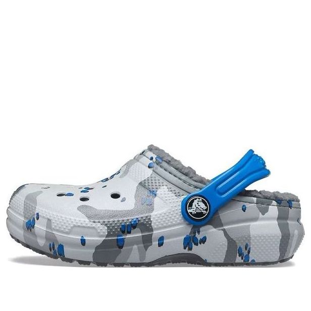 (GS) Crocs Classic Lined Camo Clogs 'Grey White Blue' 207323-0EF