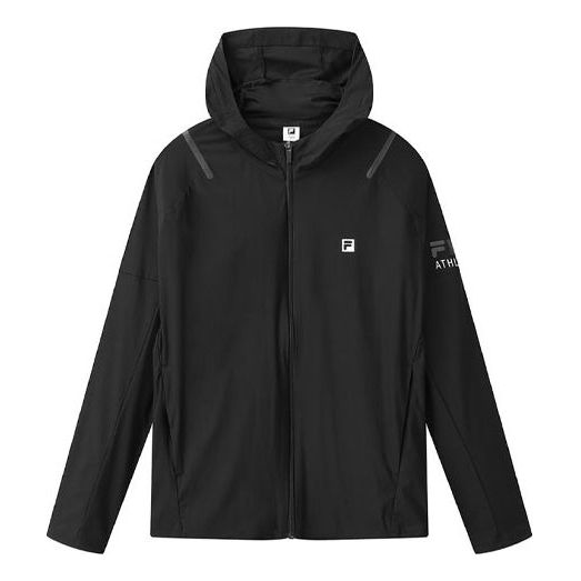 FILA Logo Printing Woven Sports Hooded Jacket Black A11M121503F-BK