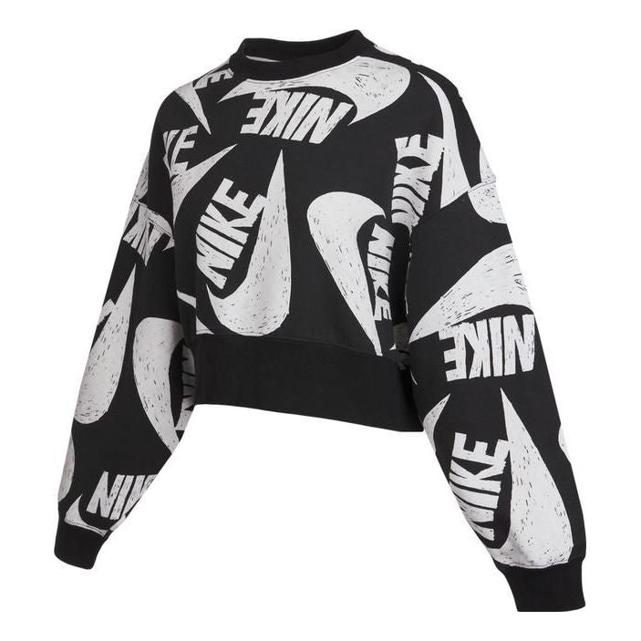 (WMNS) Nike Sportswear Icon Clash Fleece Crewneck 'Black White' DB3856-011