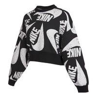 (WMNS) Nike Sportswear Icon Clash Fleece Crewneck 'Black White' DB3856-011
