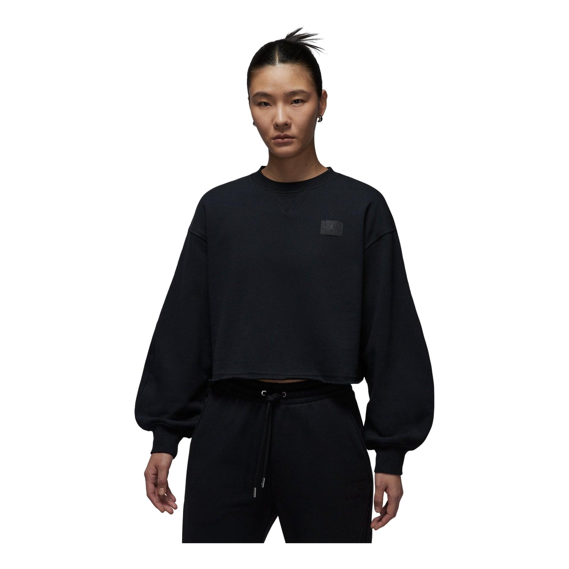 (WMNS) Air Jordan Flight Fleece Mid-Length Crew Neck Sweatshirt 'Black' IF1007-010