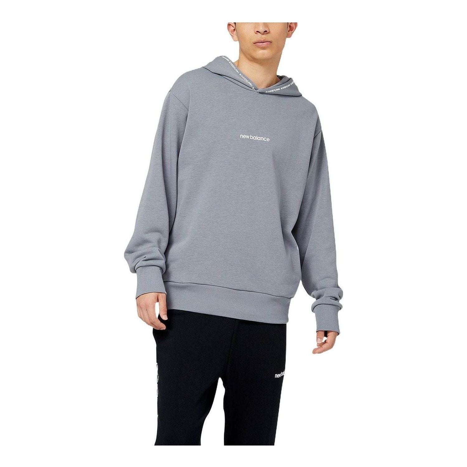 New Balance Essentials Magnify Linear Graphic Hoodie Asia Sizing 'Gunmetal' MT23516-GNM