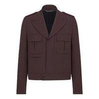 Men's DIOR FW21 Solid Color Wool Twill Version Jacket Brown 143C204A4739-C787