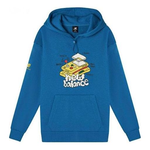 New Balance Graphic Print Hoodie Asia Sizing 'Blue White' AMT11336-BMT