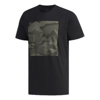 adidas Sports Camouflage Pattern Round Neck Short Sleeve Black FM6103