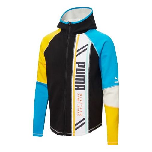 PUMA Panelled Logo Jacket 'Black White Blue Yellow' 532183-01