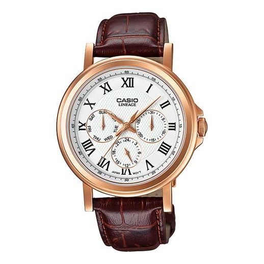 Casio Lineage Analog Leather Strap Watch 'Brown Gold' LIN-304L-7AV