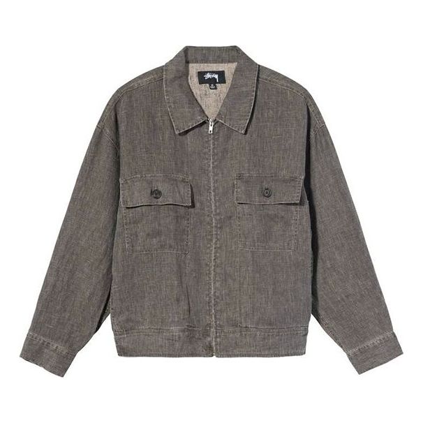 Stussy Unisex Zippered Cargo Jacket Grey/Brown STUSSY-SS21-12