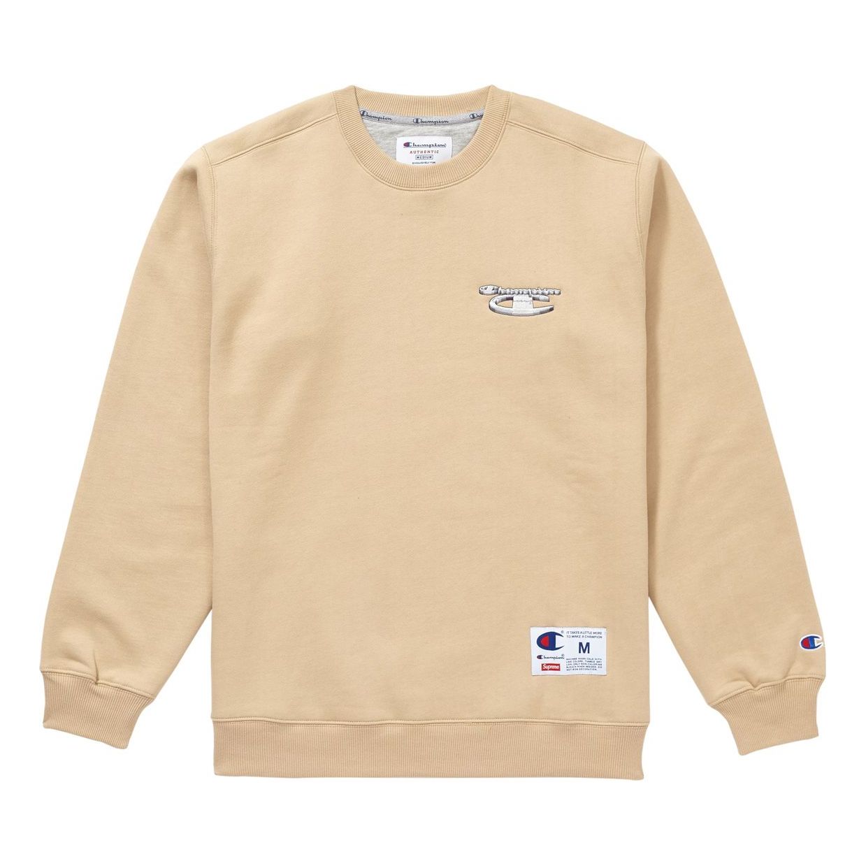 Supreme FW18 x Champion 3D Metallic Crewneck Tan Logo SUP-FW18-718