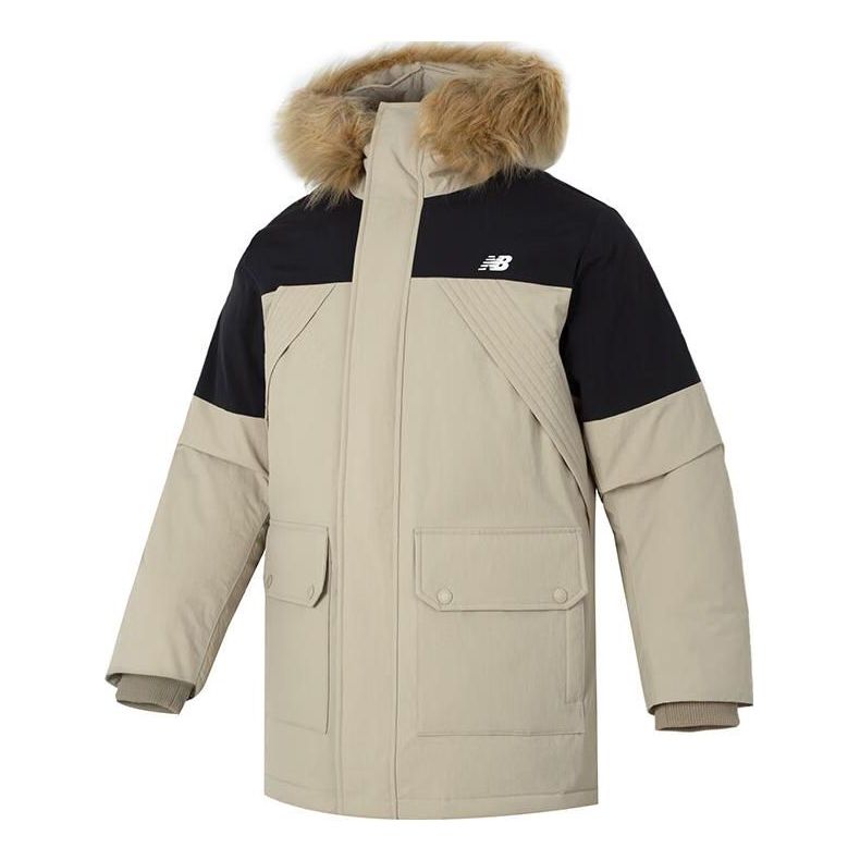 New Balance Warm Hooded Down Jacket Asia Sizing 'Beige Black' AMJ34323-SOT