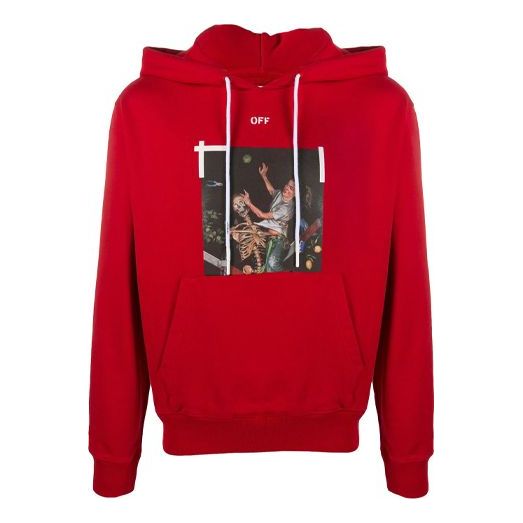 Off-White FW20 Pascal Printing Hooded Pullover Men Red OMBB034F20FLE0112540
