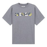 Men's KENZO SS21 Loose Version Logo Round Neck Short Sleeve Gray FB55TS0554SB-95