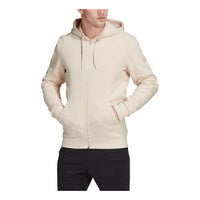 Men's adidas Logo Printing Zipper Hooded Jacket Hemp Color EB5273
