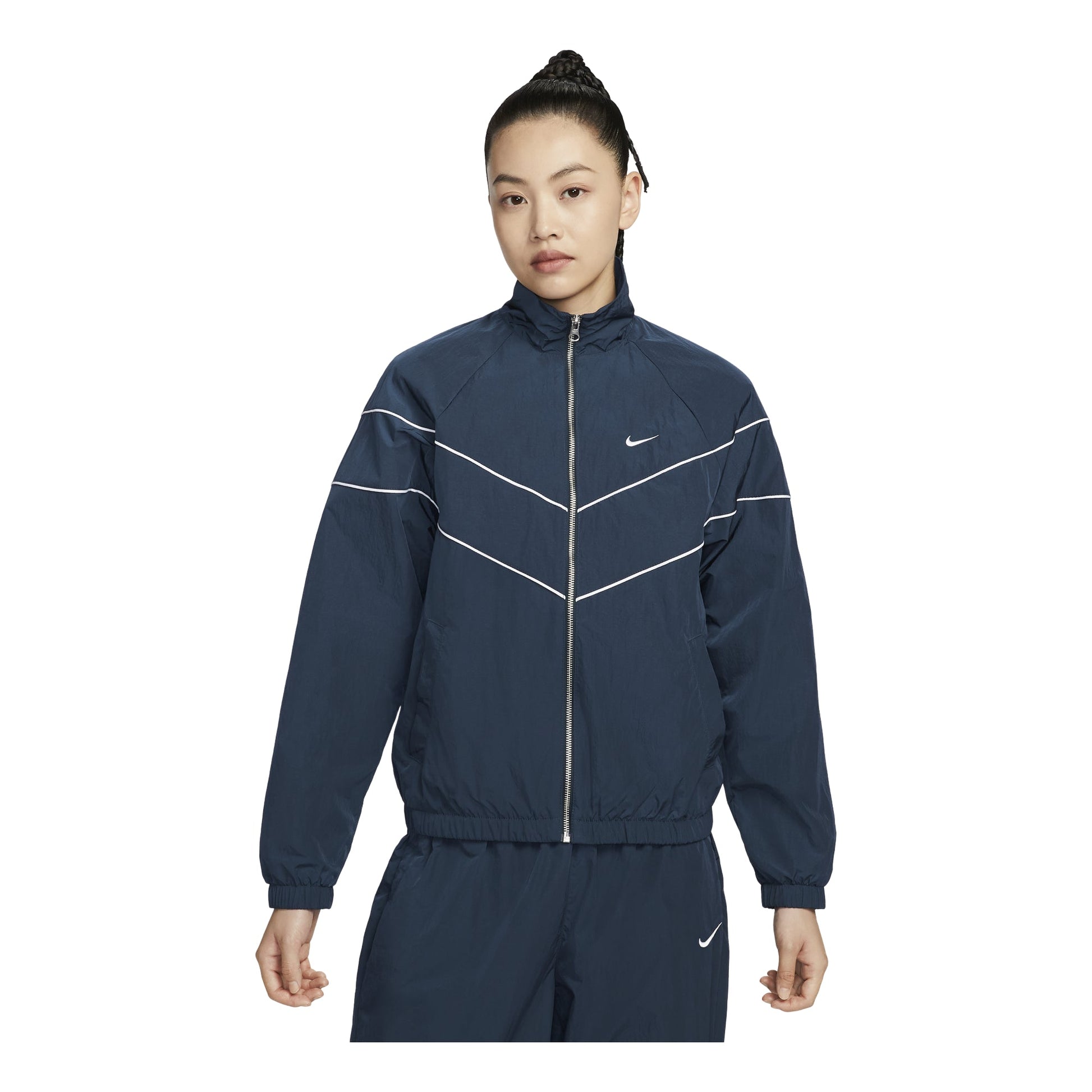 (WMNS) Nike Windrunner Loose UV Woven Full-Zip Jacket Asia Sizing 'Armory Navy White' FV6305-480
