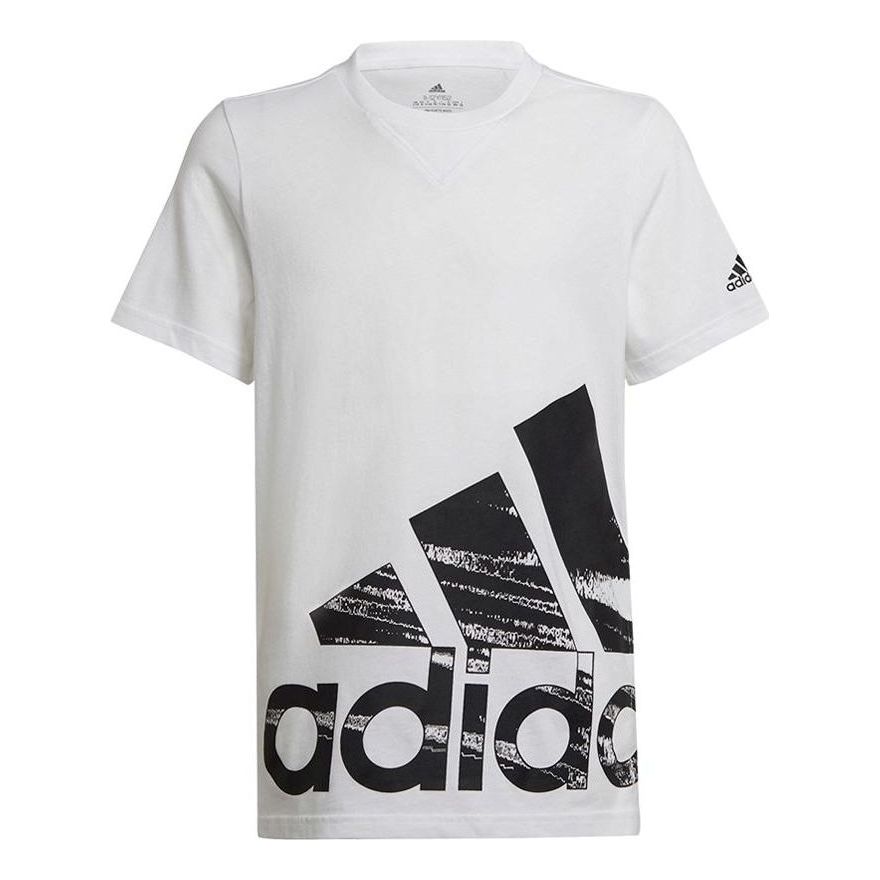 (GS) adidas Logo T-Shirt Asia Sizing 'White Black' HD9522