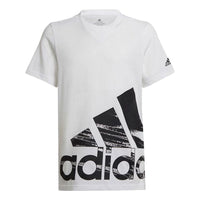 (GS) adidas Logo T-Shirt Asia Sizing 'White Black' HD9522