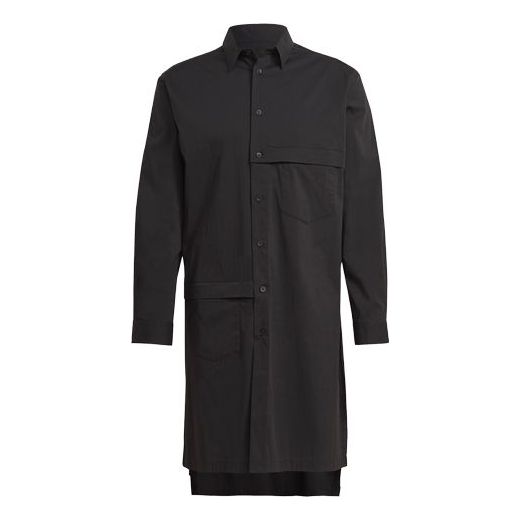 Men's Y-3 Solid Color Casual mid-length Long Sleeves Shirt Black GV4218