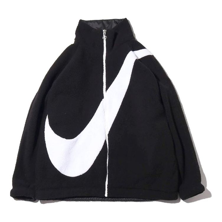 (WMNS) Nike Big Swoosh Large Logo lamb's wool Reversible Jacket US Edition Black CI8937-010