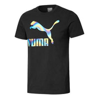PUMA Bt Printing Round Neck Short Sleeve Black 588004-01
