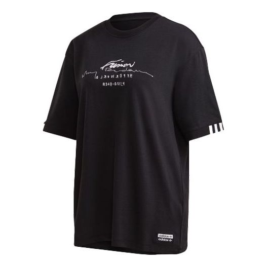 (WMNS) adidas originals Alphabet Printing Sports Short Sleeve Black GD2975
