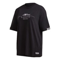 (WMNS) adidas originals Alphabet Printing Sports Short Sleeve Black GD2975