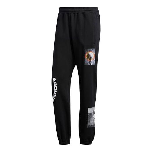 Men's adidas originals Alphabet Printing Bundle Feet Sports Pants/Trousers/Joggers Black GD2135