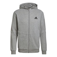 Men's adidas Solid Color Hooded Logo Zipper Jacket Japanese Version Gray HE1806