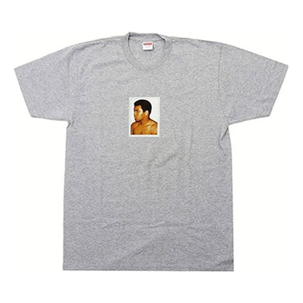 Supreme SS16 AliWarhol Tee Heather Grey Muhammad Ali Character Printing Short Sleeve Unisex Gray SUP-SS16-003