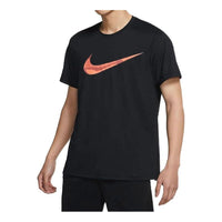 Men's Nike Logo Printing Round Neck Sports Short Sleeve Black T-Shirt CZ2585-010