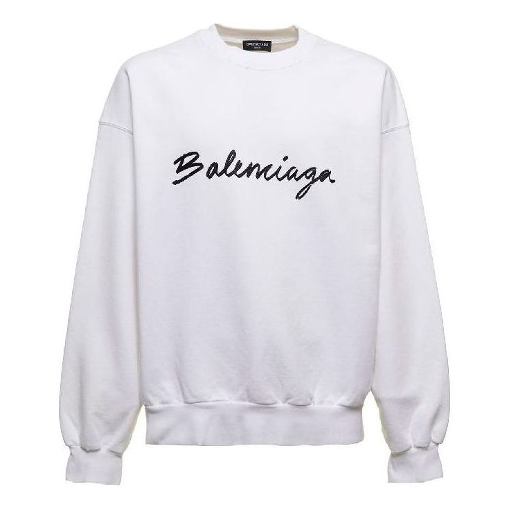 Balenciaga Script Logo Crewneck Sweatshirt 'White' 697869TMVB59040