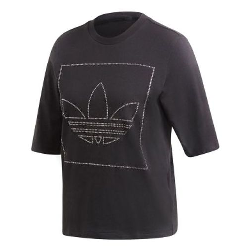 (WMNS) adidas originals Printing Logo Sports Short Sleeve Black FM1912