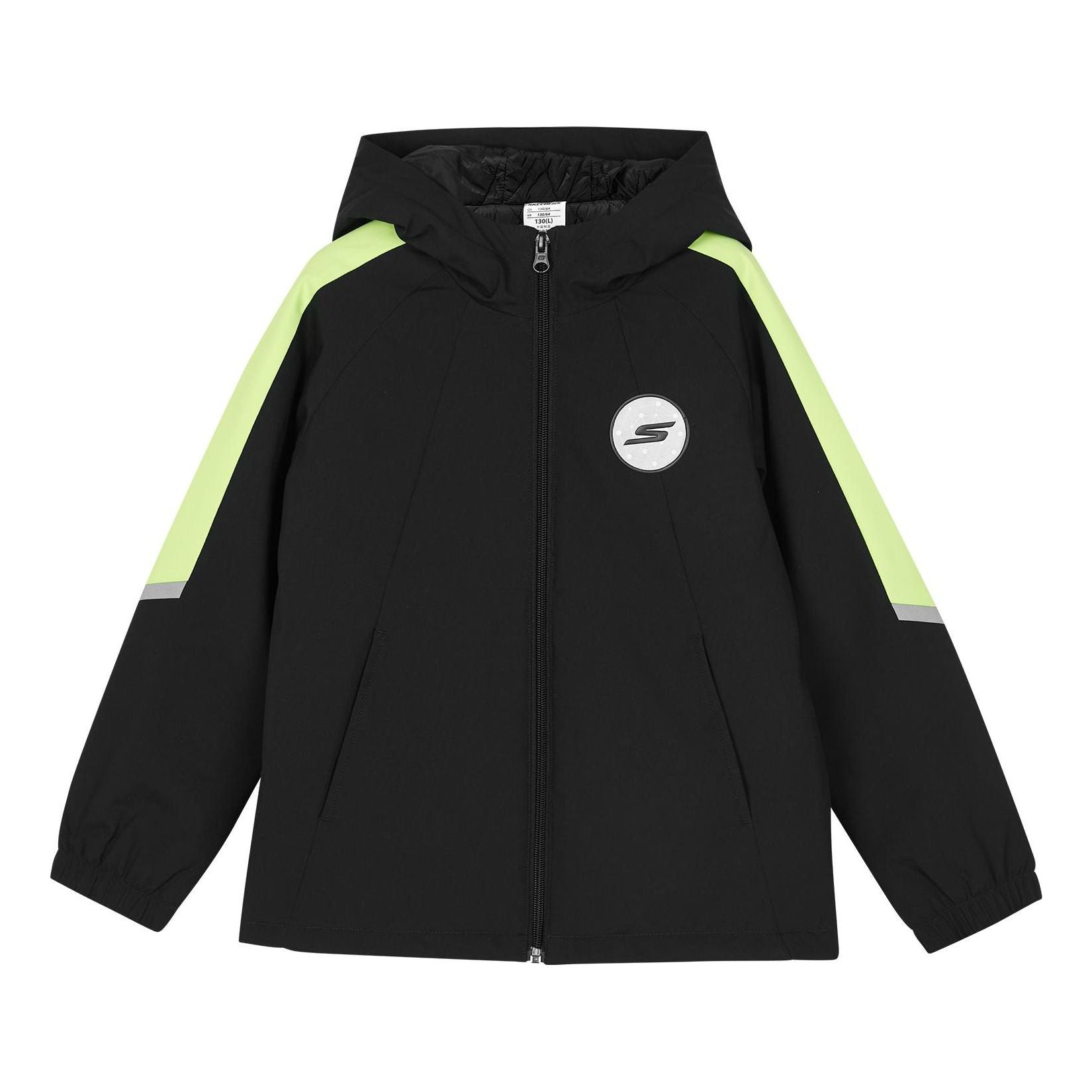 (GS) Skechers Basic Woven Hooded Jacket 'Black Green White' P423K022-0018